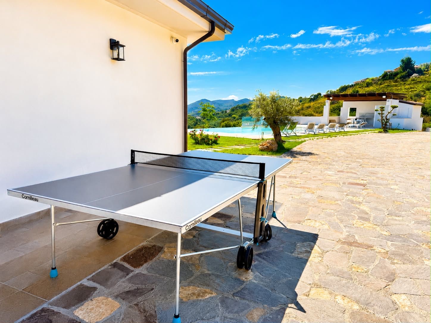 Tavolo da ping pong outdoor con vista piscina